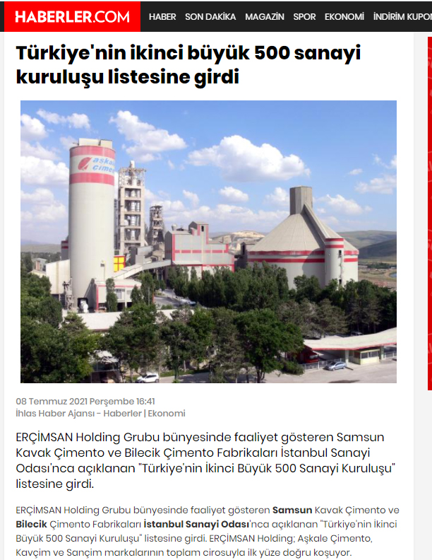 ERÇİMSAN Şirketleri İkinci 500’de